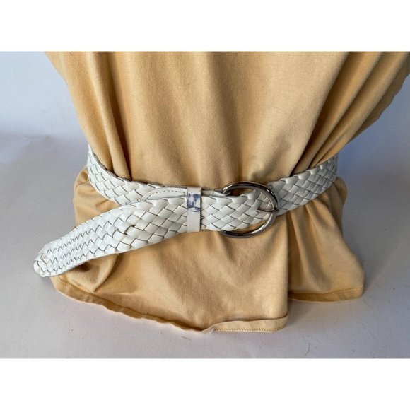 Talbots White Braided Leather Belt Sz Small - Picture 2 of 9